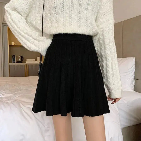Mia | Hoge taille gebreide minirok