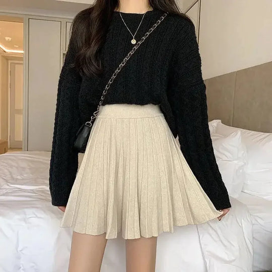 Mia | Hoge taille gebreide minirok