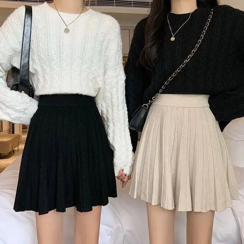 Mia | Hoge taille gebreide minirok
